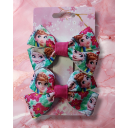 petit noeud par 2 barrette pince crocro la reine des neiges anna et elsa disney