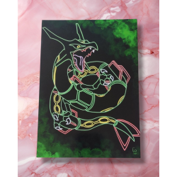 illustration dessin print rayquaza néon pokemon